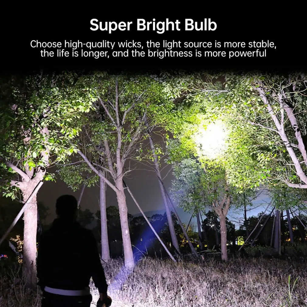 Solar Power LED Flashlight Handheld Searchlights Outdoor Camping Hiking Emergencies USB Rechargeable Flashlight