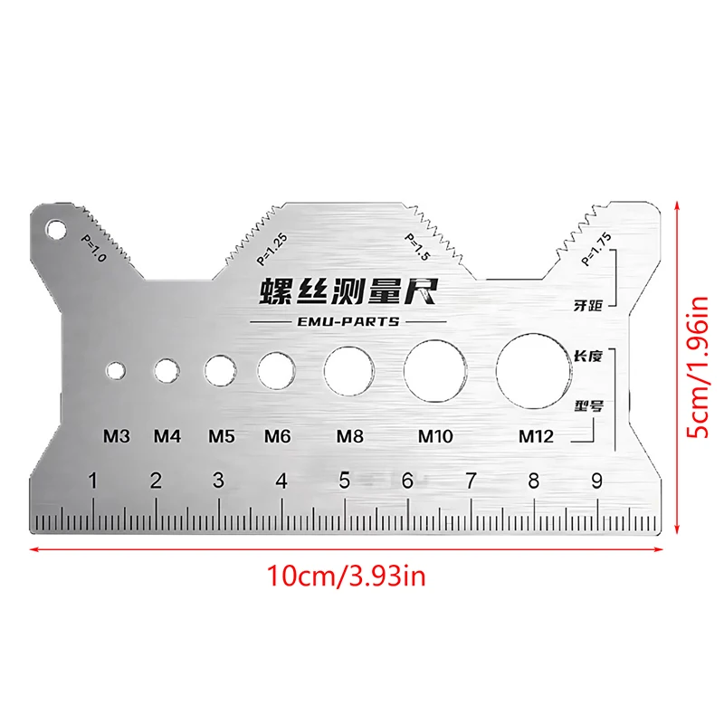 2/5/10 szt. Wytrzymały identyfikator gwintu ze stali nierdzewnej, dwustronne narzędzie do pomiaru śrub do zegarków, biżuterii