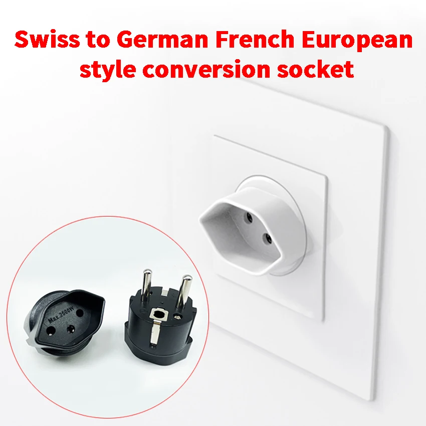 

1/3pcs Swiss to German French European style conversion socket 10A 250V travel plug adapter