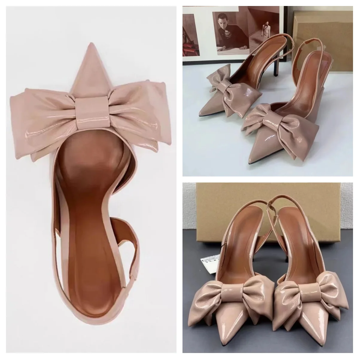 TRAF kadın yay moda topuklu sivri burun topuklu Slingback pompa 2024 sonbahar yeni kadın rahat parti arkası açık iskarpin Stiletto topuklu