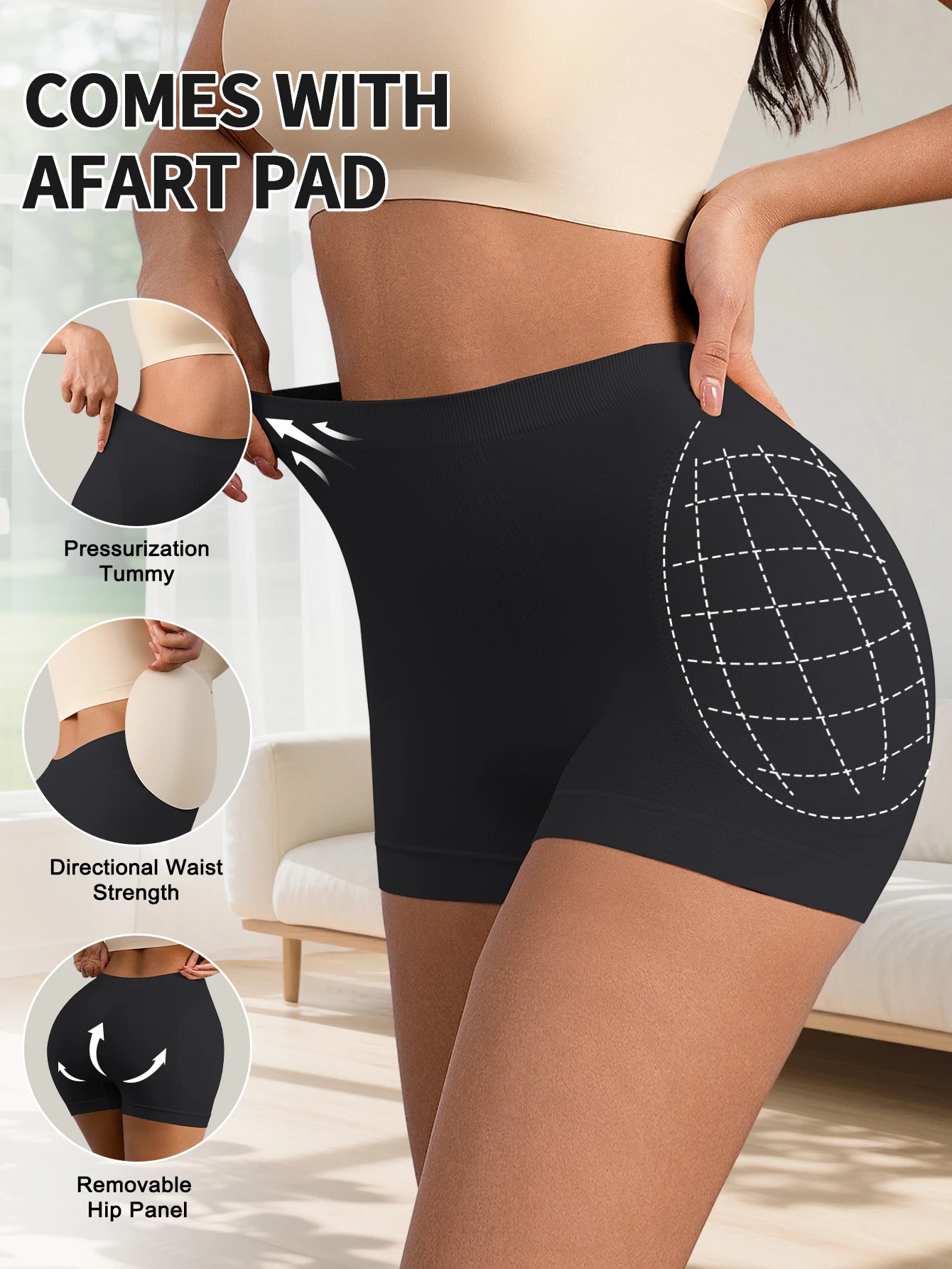 Flarixa Damen Po-Lifter Shaper Shorts mit herausnehmbaren Hüftpolstern, Bauchkontrolle, Hüftverstärker, nahtlose körperformende Sicherheitsunterwäsche – Detail 18