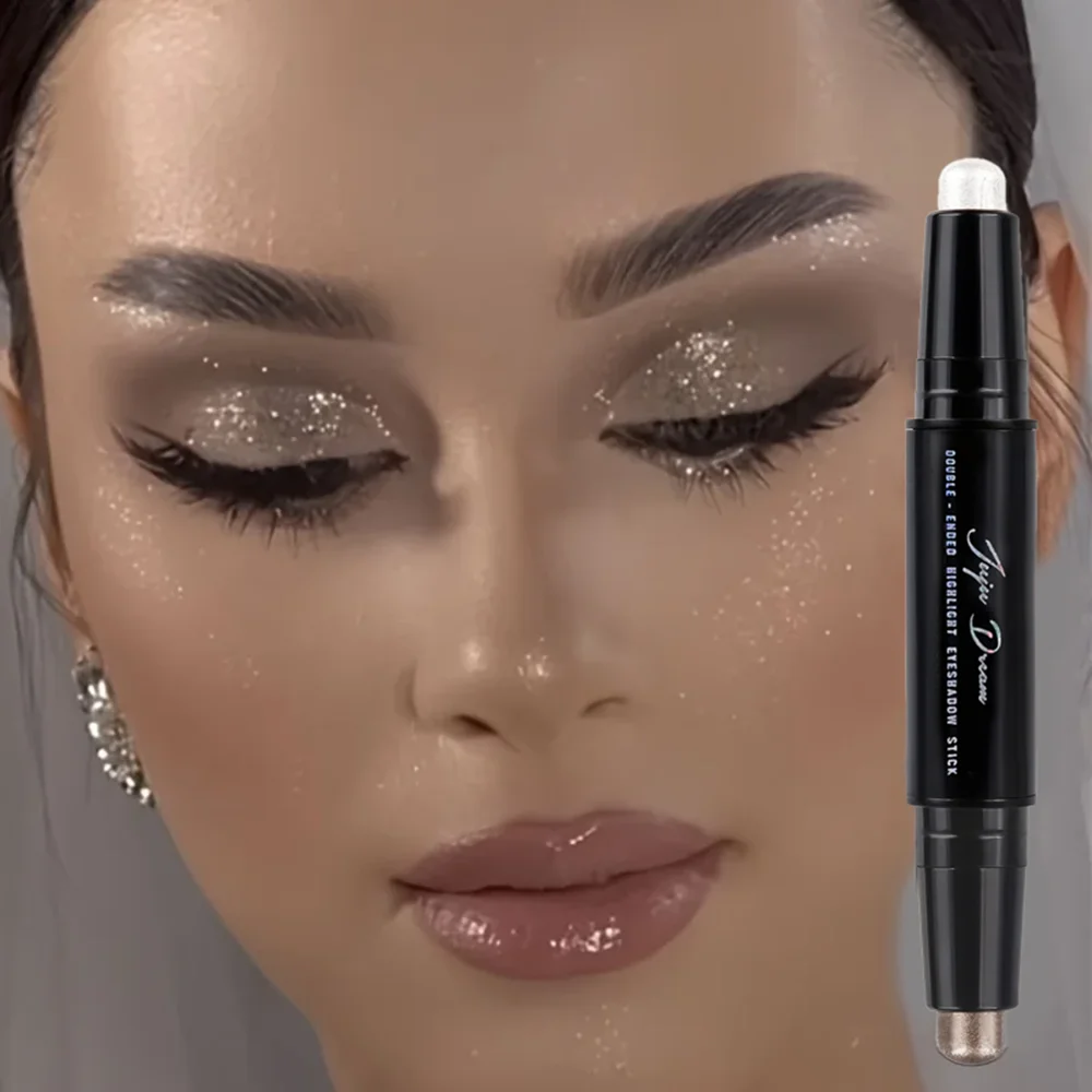 Dual-Ended Eyeshadow Stick,  Matte & Shimmer, Waterproof Long-Lasting 3-Color Creamy Pencil, Smoky & Natural, Xmas Winter