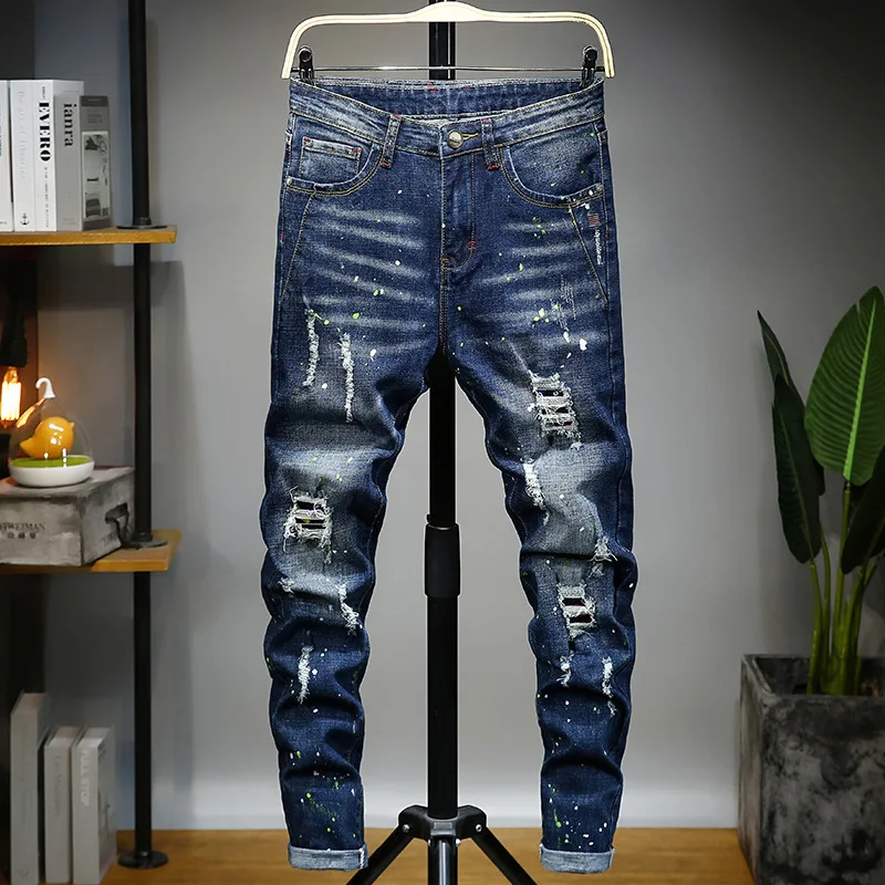 Jeans For Men Brand Denim Trousers Men Slim Clothes Streetwear Business Fashion Black Light Blue jean man Casual Pants Plus Size