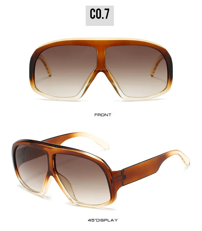 Retro Großen Rahmen Frauen Quadrat Sonnenbrille Marke Schwarz Runde Gradienten Coole Männer Sonnenbrille Ein Stück Designer Pilot Sonnenbrille – Detail 22