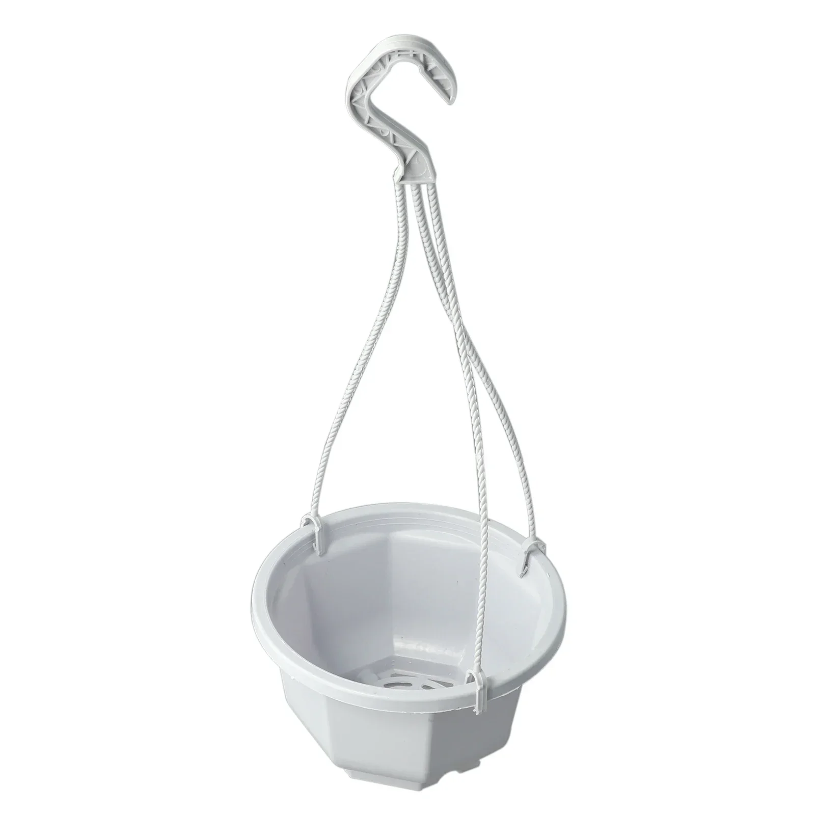 أصيص زهور بلاستيكي معلق ، سلة نباتات مع خطاف قابل للإزالة ، جيد التهوية ومتين ، رائع للشرفة ، الشرفات ، الأبيض #4