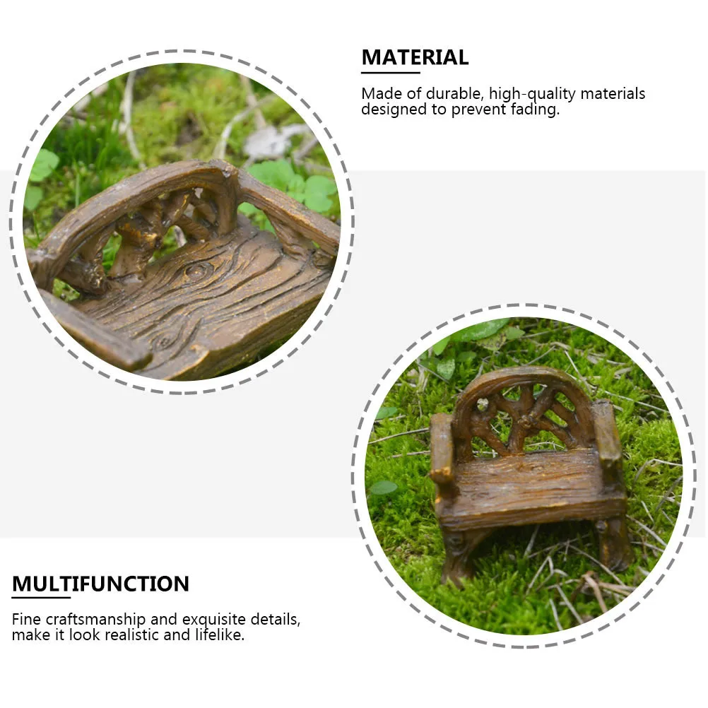 

1Set Mini Furniture Set with 2 Benches 4 Chairs for Micro Landscape Decor Resin Garden Ornament Lovely Chair Decor Exquisite
