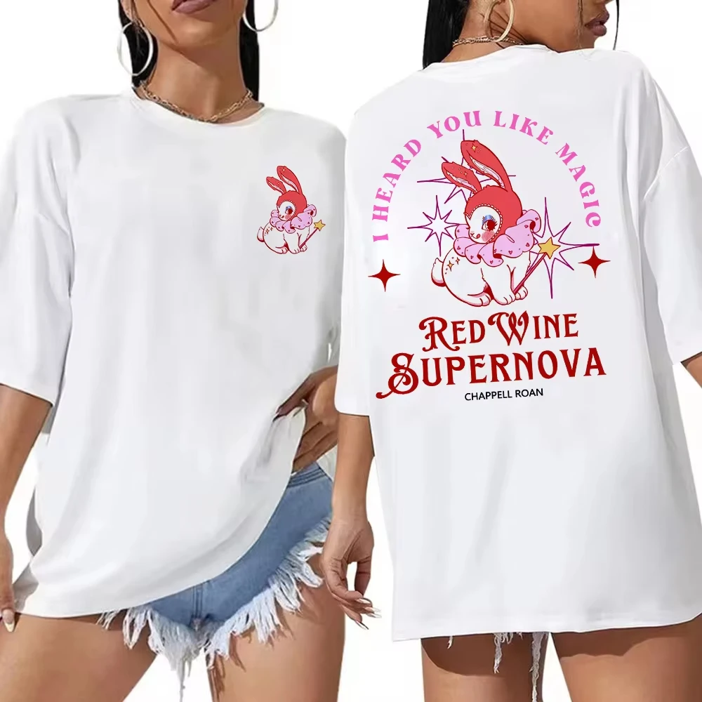 Red Wine Supernova T Shirt Chappell Roan Women Clothing Harajuku Summer Midwest Princess Tour Unisex Tops Cotton Graphic Tshirt