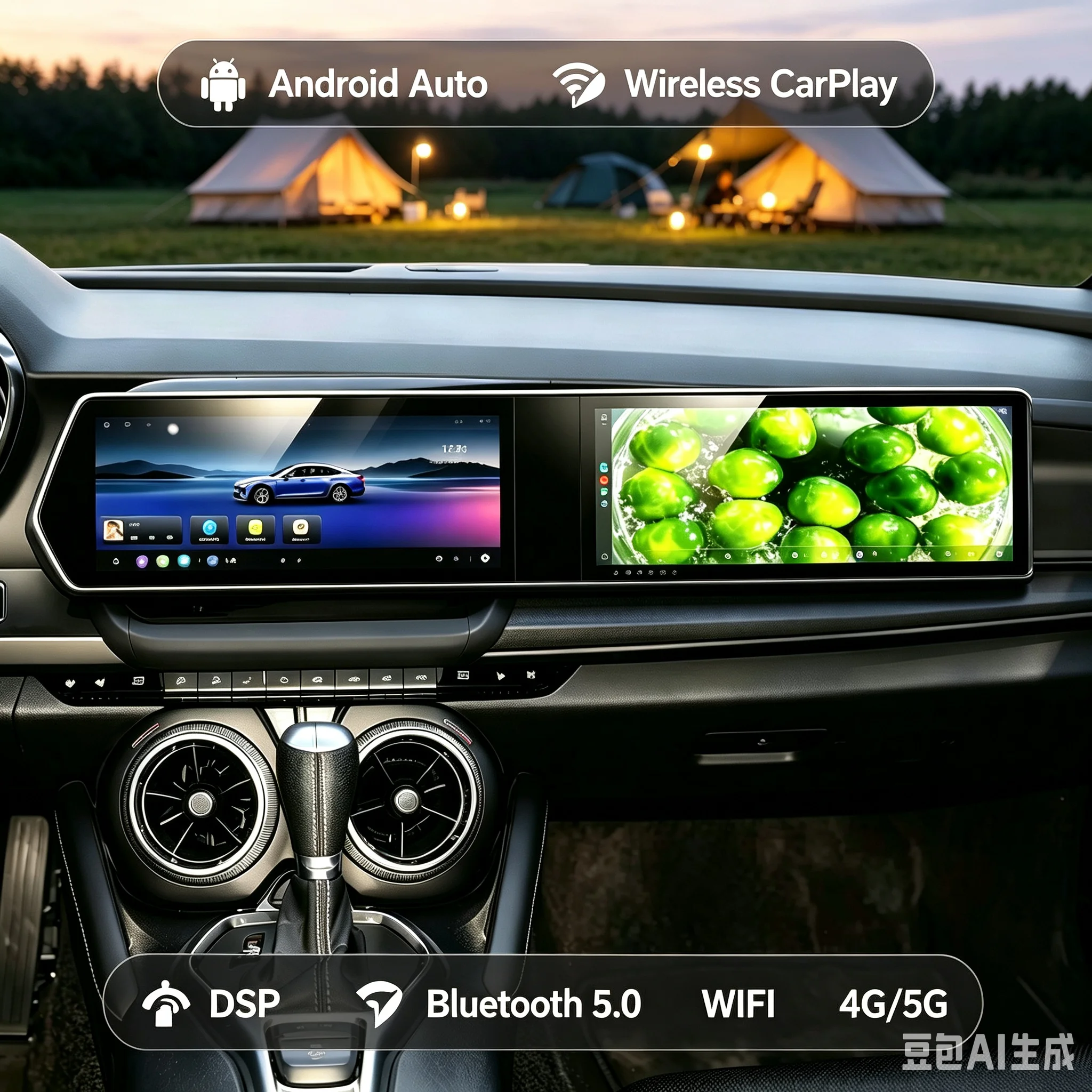 Android Auto Car Radio For Chevrolet Camaro 2016-2023 Dual Screen GPS Navigation CarPlay 24.6