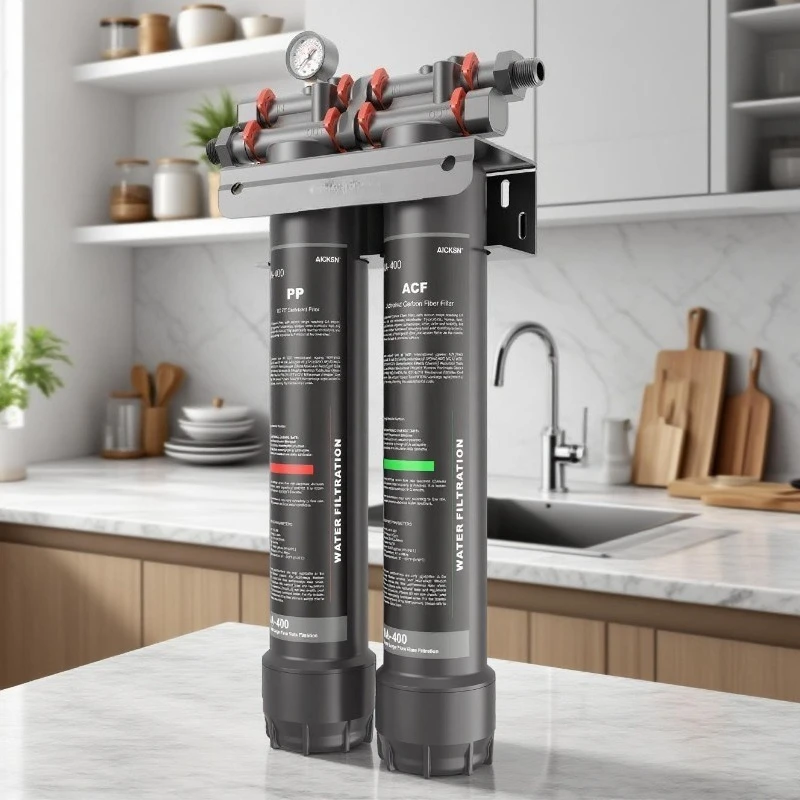 2025 New Portable 2-Stage RO Water Filter System Self-Cleaning 20L/M Flow Rate Water-Saving for Household Ice Coffee Machine
