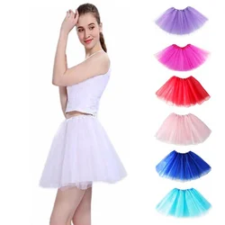 Women&Girls Kids Fluffy 3 Layers Thin Voile Transparent Mini Skirts Pleated Princess Tutu Dance Party Parent-child Short Skirt