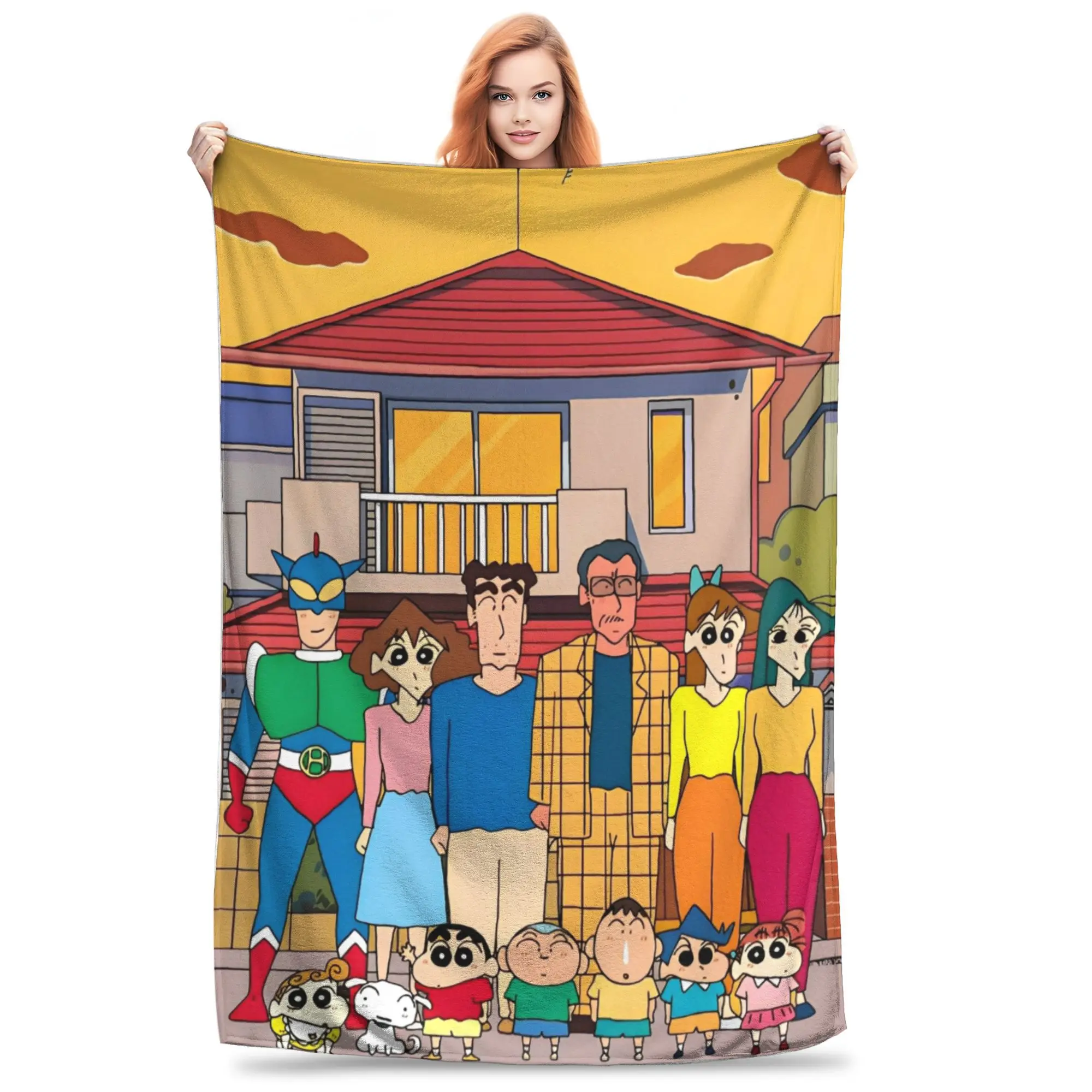 Crayon Shin-chans Cartoon Anime Throw Blanket for Couch Soft Fuzzy Plush Blanket 50x60 Inch Multi-size Bedspread for All Seasons