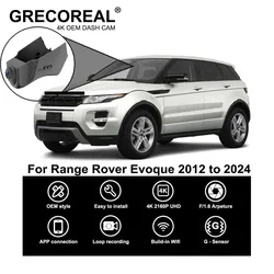 GRECOREAL 4K Dash Cam Front and Rear 2160P WiFi Dual Dashcam Car Camera APP Control Plug Play Compatible with Range Rover Evoque