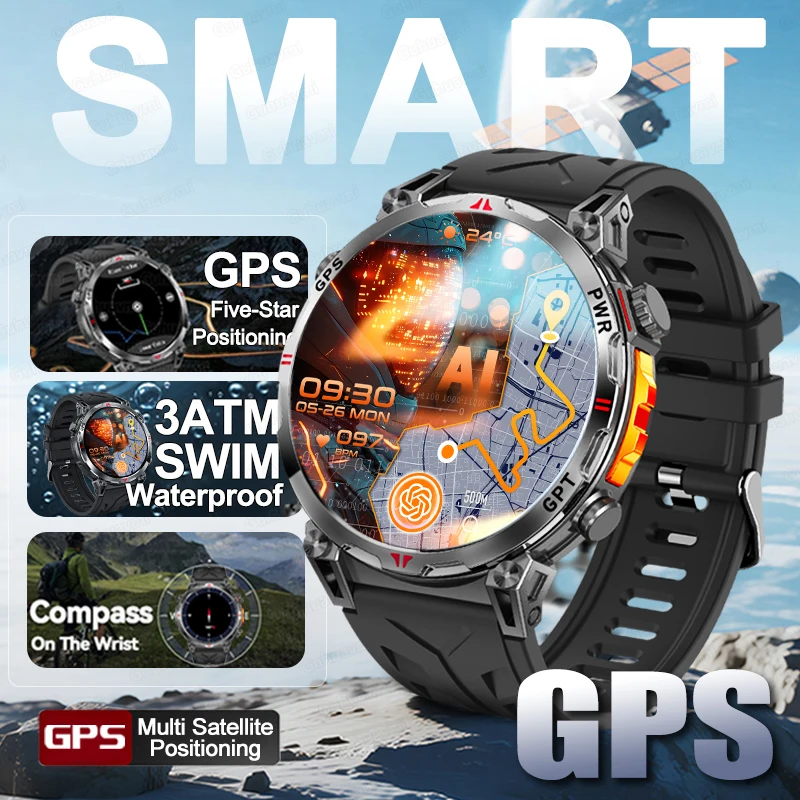 

New GPS Smart Watch Man AMOLED Screen 3ATM Waterproof Fitness tracking Heart Rate BT Call Professional Sports smart watches 2025