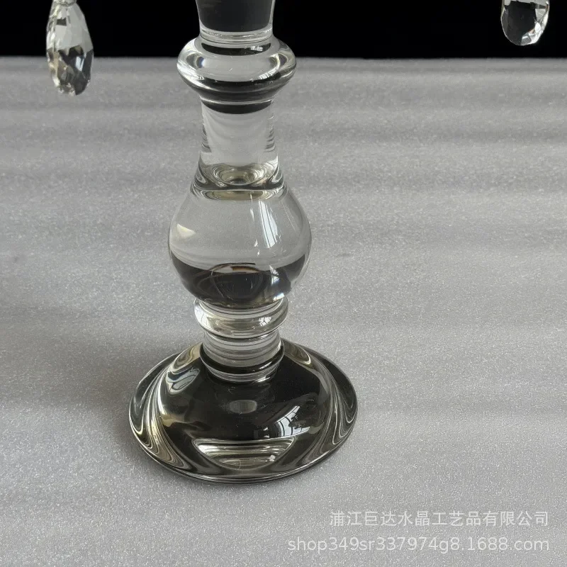 European Style Five Arm Crystal Glass Candle Holder Elegant Wedding Centerpiece Home Decor Ornament Detachable Design for