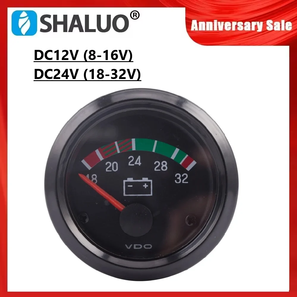 DC 12V 24V Diesel Engine VDO Voltmeter Voltage Gauge For Generator Parts Accessories 8-16V 16-32V