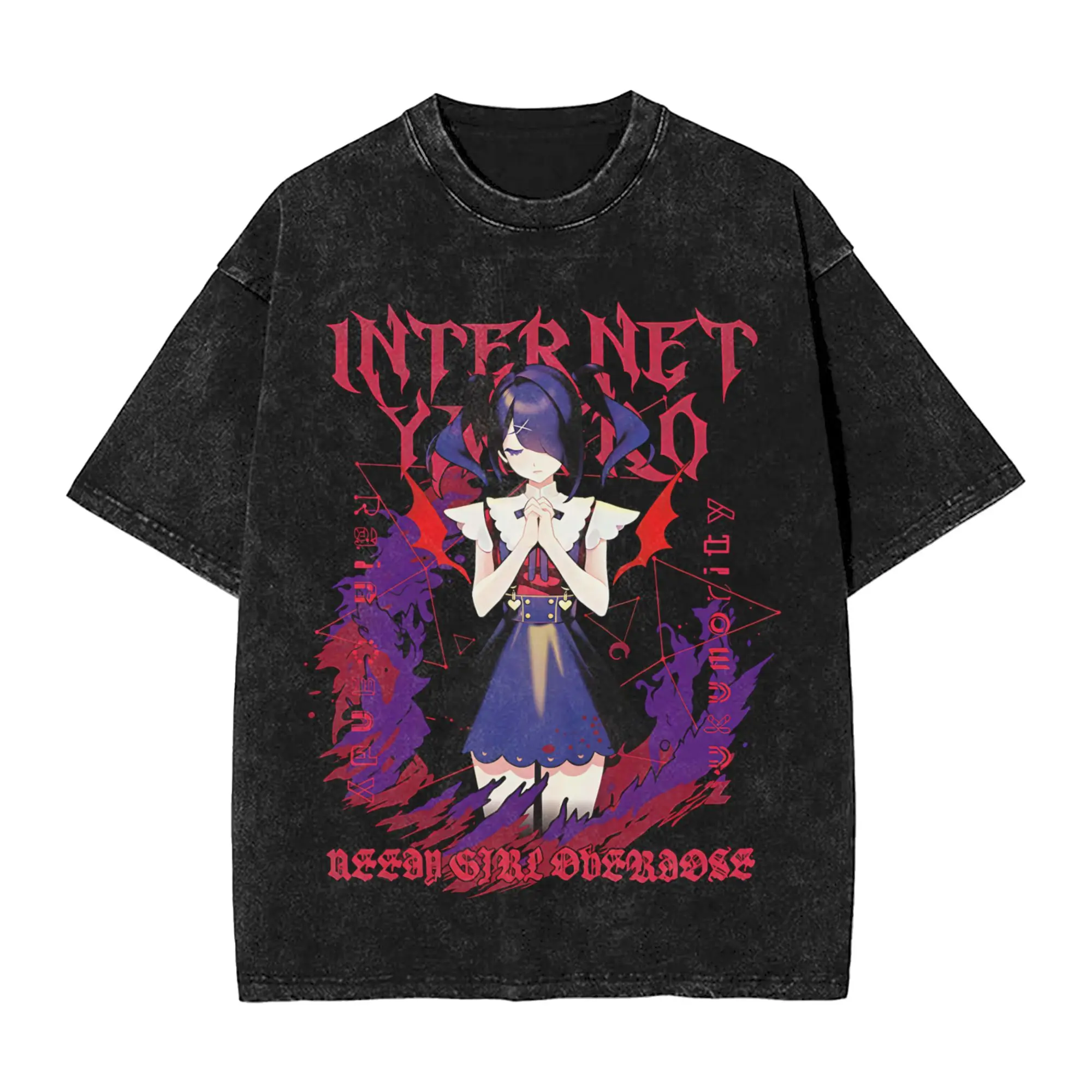 Summer Needy Streamer Overload Washed Shirt Outfit Harajuku T-Shirts  for Men Women Tees