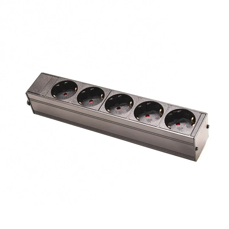 Aluminum Alloy Power Strip 2-12Ways European Sockets Outlets Extension Electrica Distribution Unit NO Switch IEC C14 Interface