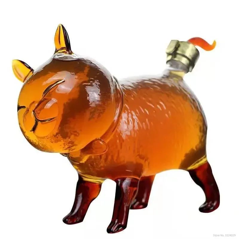 Hand Blown Cute cat shaped design 750ml lead-free glass wine decanter whiskey decanter for Liquor Scotch Bourbon