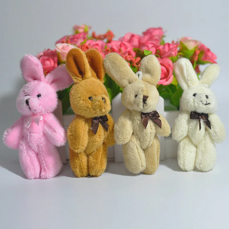 

3PCS 8CM Plush Rabbit Bow Tie Rabbit Bouquet Material Doll Wedding Gift DIY Pendant Toy Plush Rabbit Bag Pendant Keychain