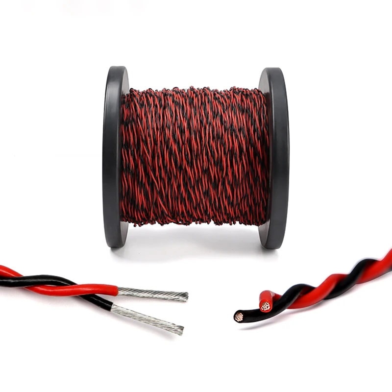 Red Black 2 Pins PTFE Wire 26/25/24/22/20/18/17/15/13AWG AFS200 FEP Twisted Pair Tinned Copper High Temperature Electric Cables