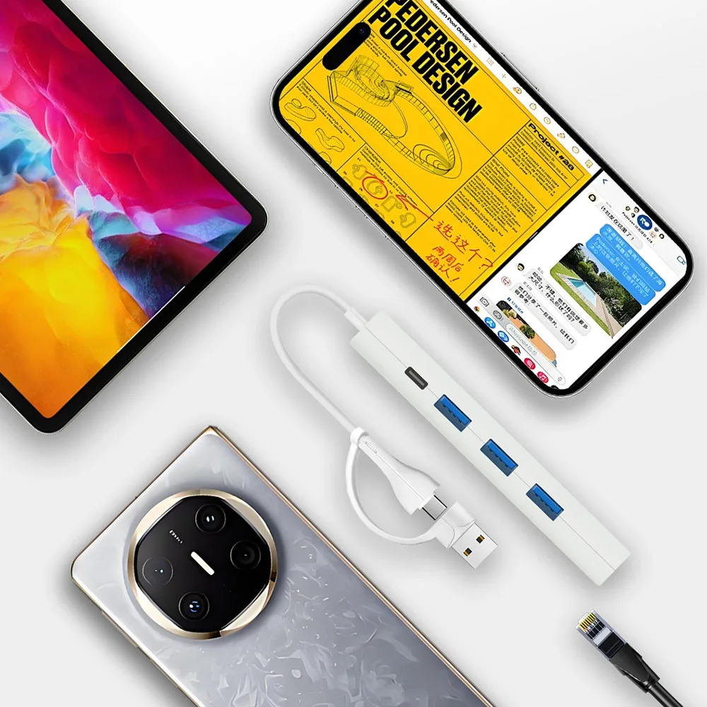 كابل شحن USB متعدد المنافذ لبطاقة الشبكة PDtypec للهواتف المحمولة والأجهزة اللوحية وأجهزة الكمبيوتر المحمولة ومحطة الإرساء العالمية #5