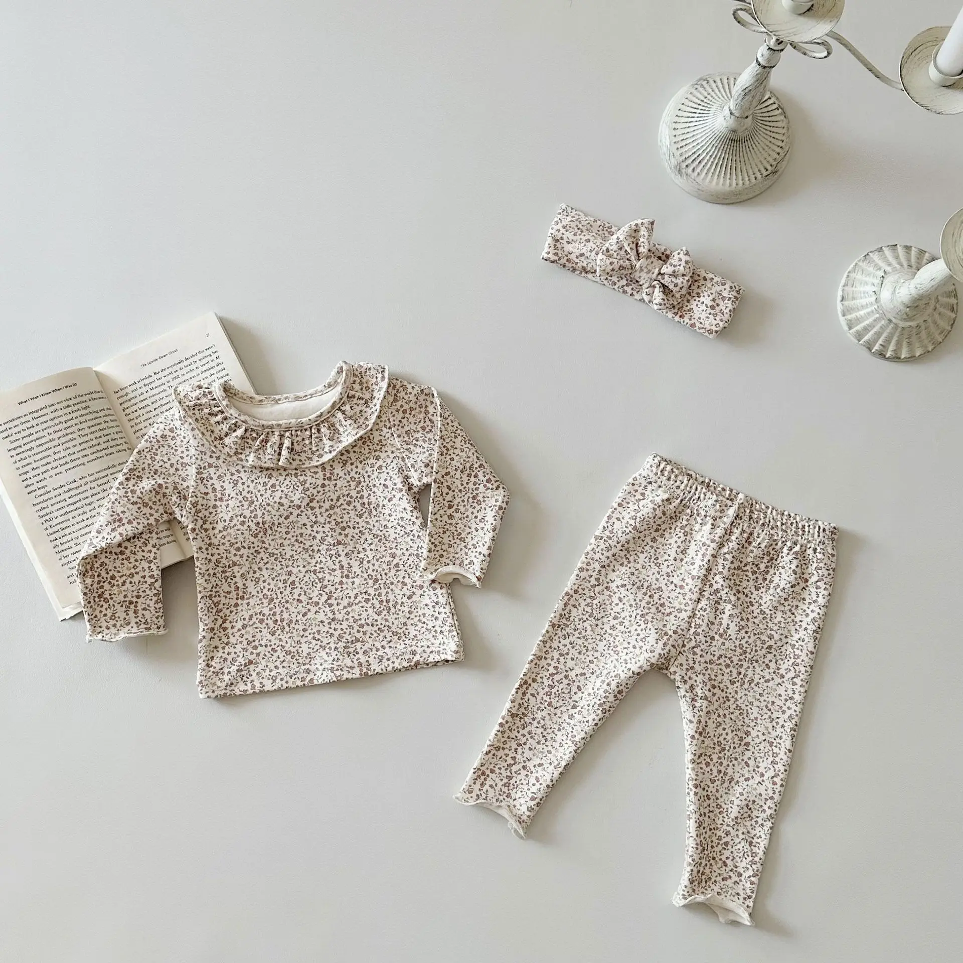 2025 frühjahr Neue Baby Langarm Kleidung Set Infant Mädchen Floral Tops + Leggings + Stirnband 3 stücke Anzug Baumwolle kleinkind Outfits