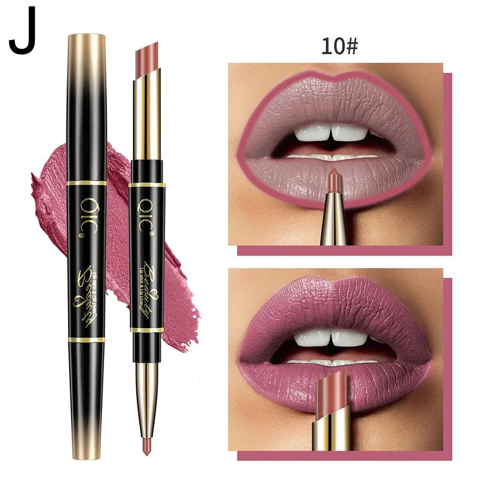 2 In 1 Lipstick lipliner Matte Highly Pigmented Waterproof Cup Lasting Long stick Makeup Lip Non Q7C9