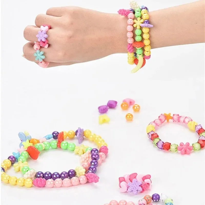 Girls DIY Bead Set Jewelry Making Kit for Kids Girl Pearl Beads for Bracelets Rings Necklaces Creativity Kits Art Craft
