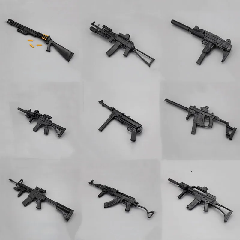 1/6 Soldier Accessories Weapon Puzzle Model MP40 HK416 AK47 Assault Rifle Gun Assembly Model Military Educational Toys