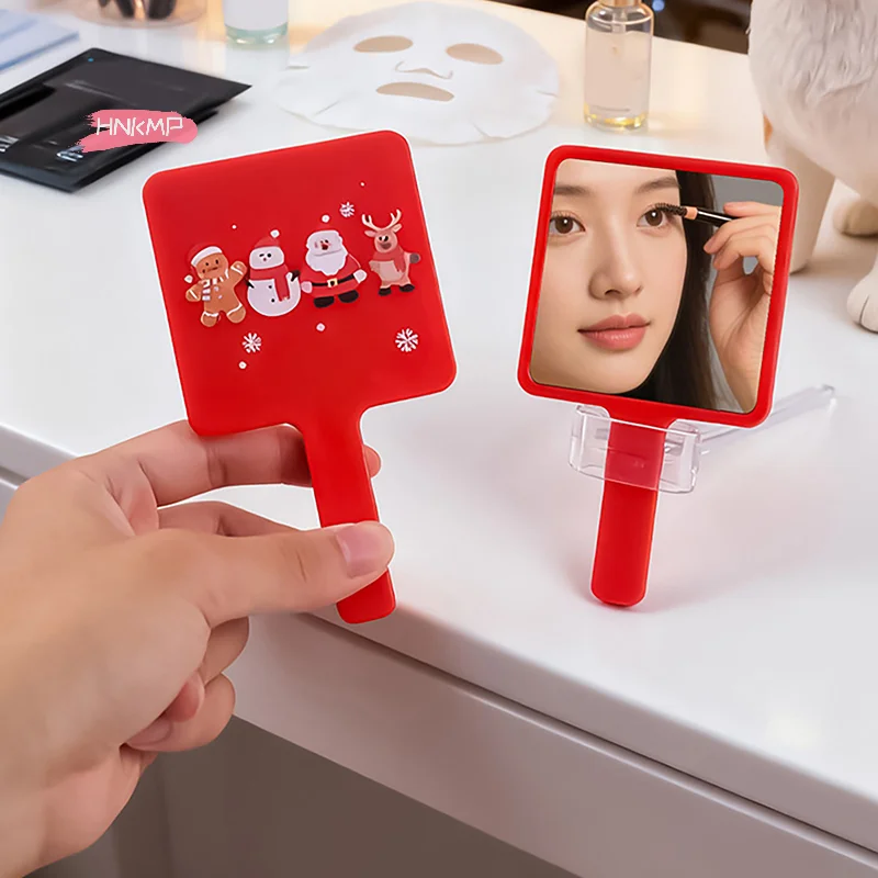 1Pc Portable Mini Cute Glass Cartoon Christmas Santa Claus Little Rabbit Mirror Easy Carry Pocket Makeup Mirror