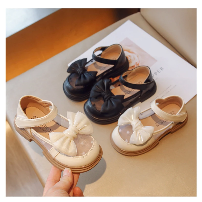 Girl Princess Loafer Spring Summer Children PU Leather Shoes Korean Soft-soled Closed Toe Sandals Kids Flats