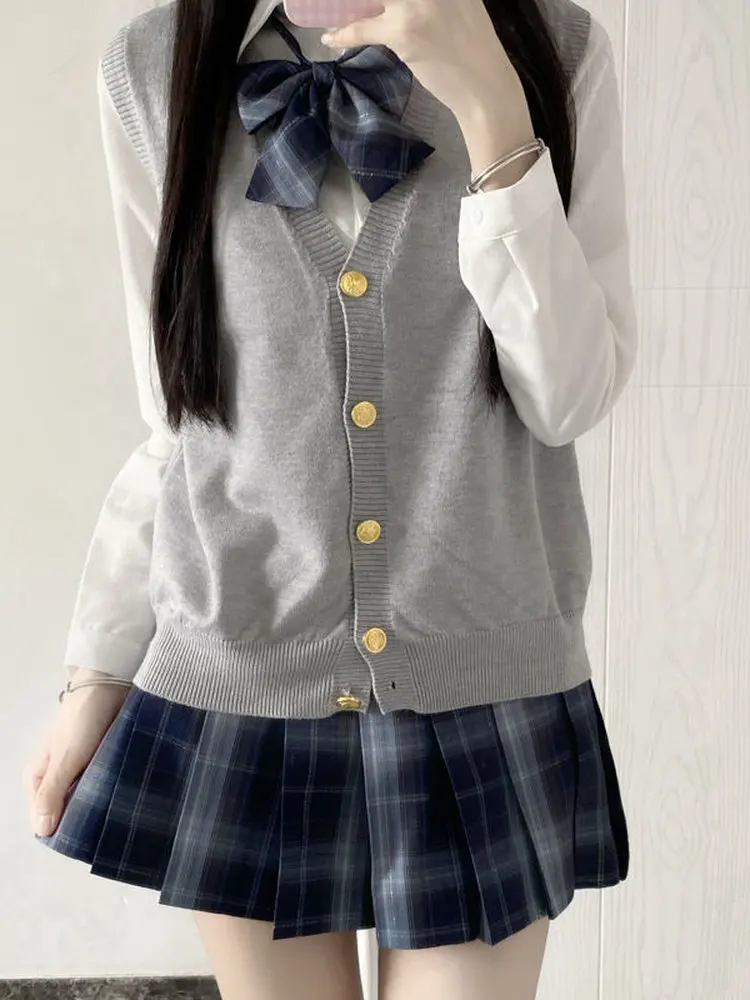 

Оригинальный японский вязаный свитер для девочек-студенток, жилет Dojo Dominance JK orm Long Sve Button up irt