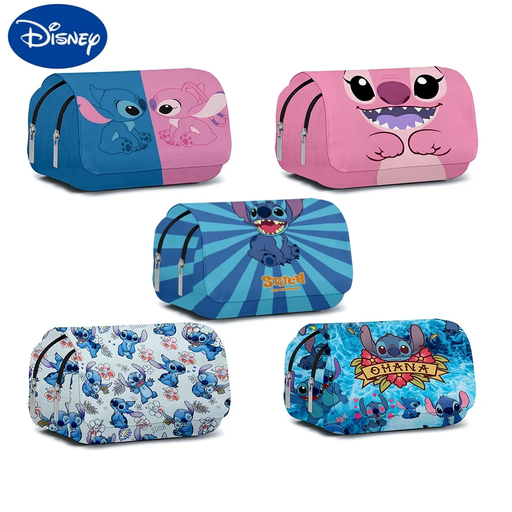 

2024 Stitch Fully Printed Flap Pen Bag Stationery Box Pencil Case Primary and Secondary Anime Kawaii Cartoon School Bag Mochila