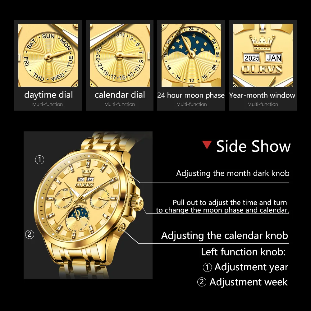 OLEVS Orologi da uomo Luxury Fashion Top Brand Orologio meccanico automatico originale per uomo Calendario completo Impermeabile luminoso