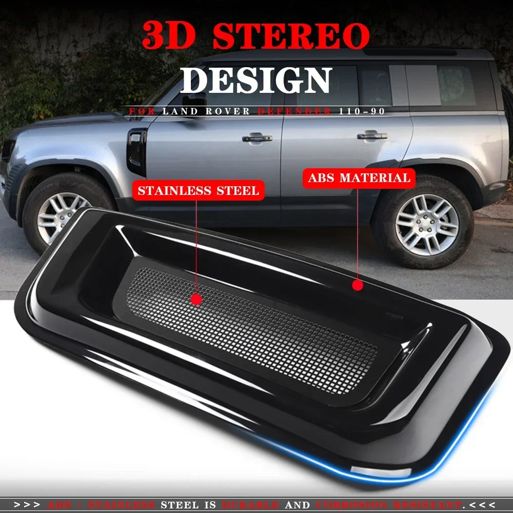 1 Pair Car Front Bonnet Vents Hood side trim cover steel air flow intake scoop vent snow cover for Land Rover Defender