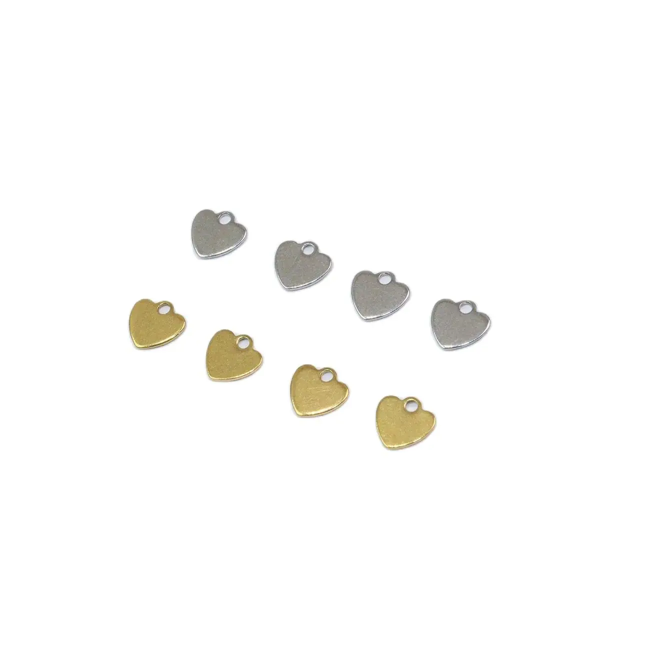 10/50pcs 10mm Wholesale StainlessSteel Mini Heart Dangling Charms DIY Anklets Earrings Bracelets Unfading Vacuum Plate 2 Colors