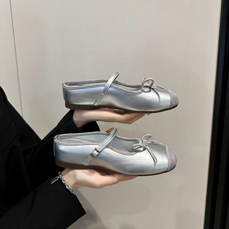 Chaussures Mary Gasoline pour femmes, chaussures plates à semelle souple pour dames, Parker carré, chaussures de ballerines confortables, mode de créateur de printemps, nouveau, 2024