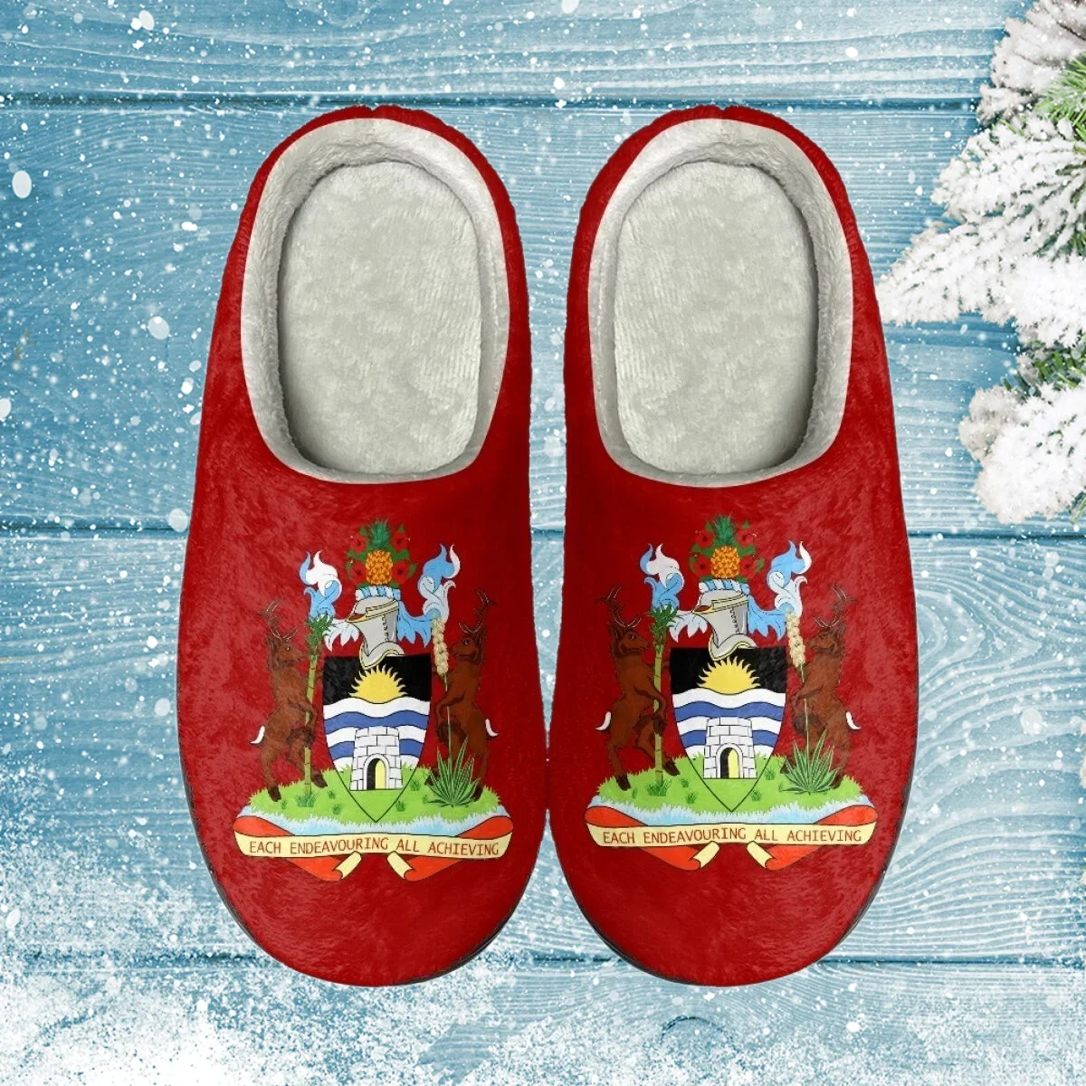 

Windproof Women Cotton Slippers Antigua and Barbuda Flag Winter Warm Slides Wear-resistant Casual Loafers pantuflas