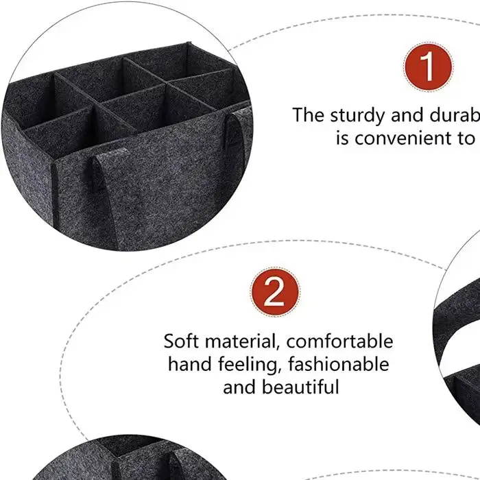 

6 Bottle Wine Carrier Portable Tote Bag with Divider Felt Red Wine Storage Box Gift Bag with Handle for Wine Storage