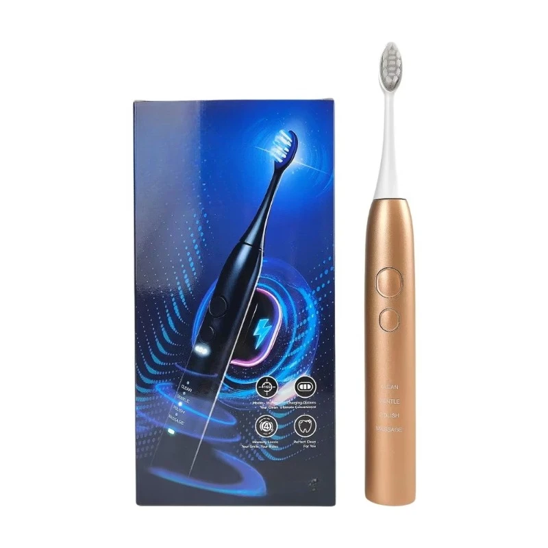 

LED electric toothbrush Blue light whitening sonic rechargeable waterproof Smart replaceable brush head 4 modes