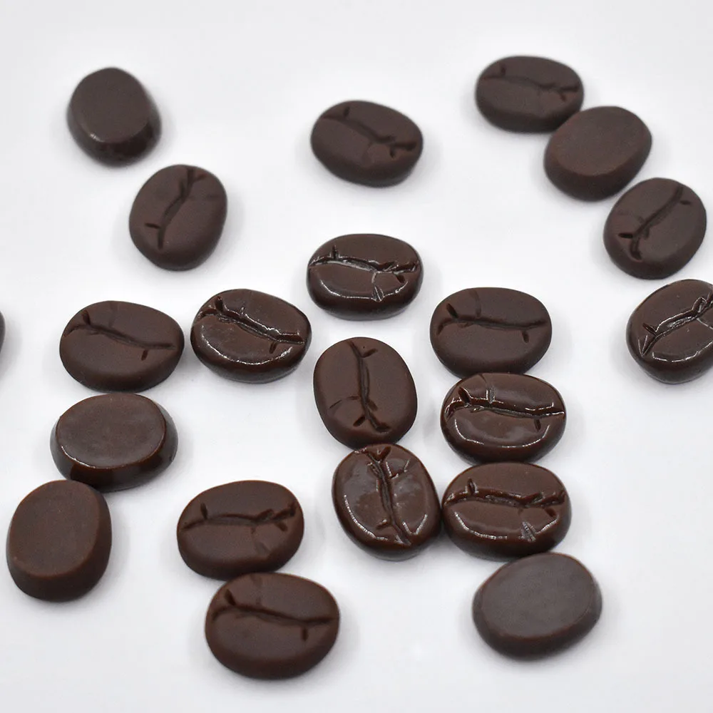 20 teile/satz Harz Kaffeebohnen Simulation Flatback Cabochon Gefälschte Lebensmittel Scrapbooking für Handwerk DIY Telefon Dekoration Zubehör – Detail 4