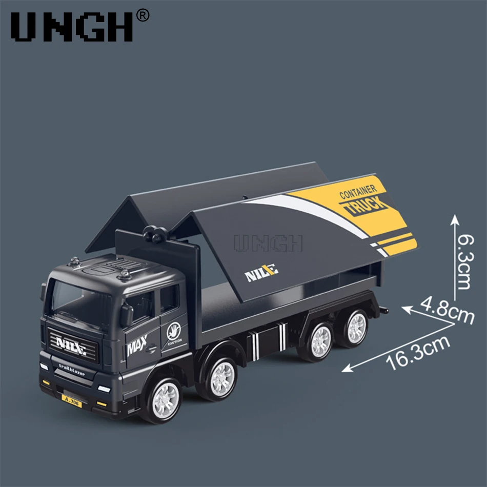 UNGH 4PCS/Set Simulation Transporter Pull Back Container Truck Freight Vehicle Children Kids Car Model Educational Toys