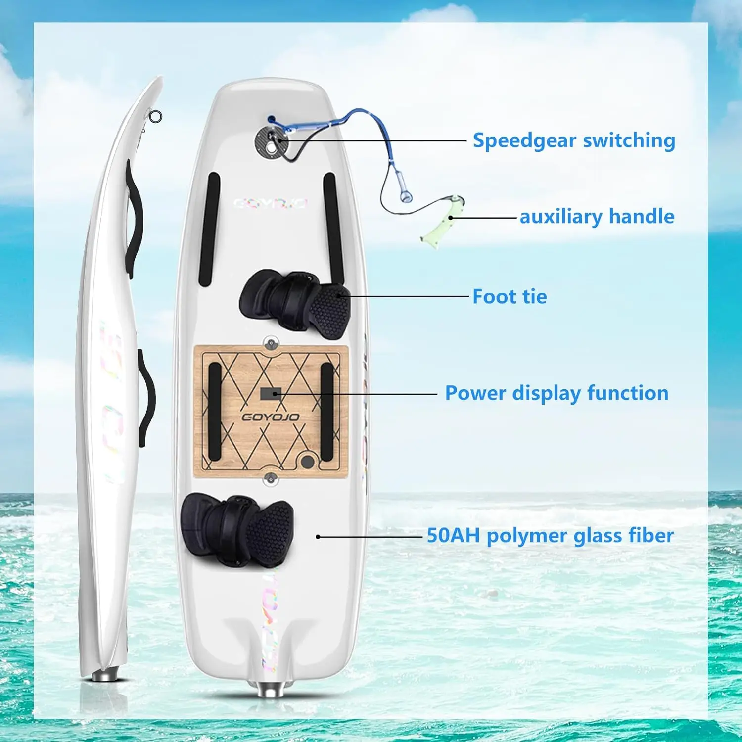 Electric Surfboard – High-Speed Jet Surfboard with 10KW Adjustable Motor, 60-Min Ride Time, 55+KM/H Top Speed, IP67 for Beach