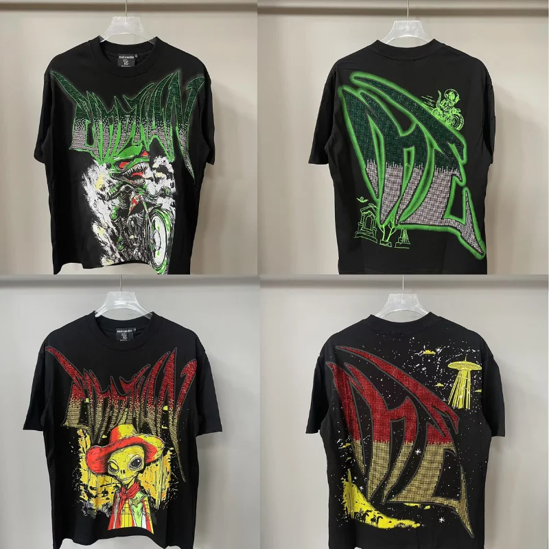 

MIXED EMOTION Tshirts Retro Printed Letter High Street Casual Hip-hop Cotton Short-sleeved T-shirt