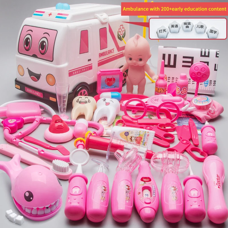 35Pcs/Set Children's Doctor Toy Set Toolbox Medicine Simulation Dentist Treating Teeth Pretend Play Toy For Toddler Baby Kids