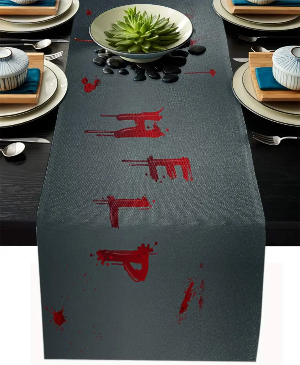 Halloween Bloodstain Horror Linen Table Runners Holiday Party Decorations Reusable Kitchen Dining Table Runners Party Supplies