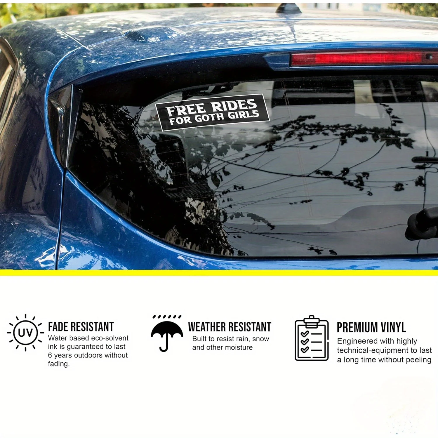 قطعتان/مجموعة ملصق "رحلات مجانية للفتيات القوطي"، ملصق قوطي - ملصق تحت عنوان للسيارات وأجهزة الكمبيوتر المحمولة وألواح التزلج وزجاجات المياه #3