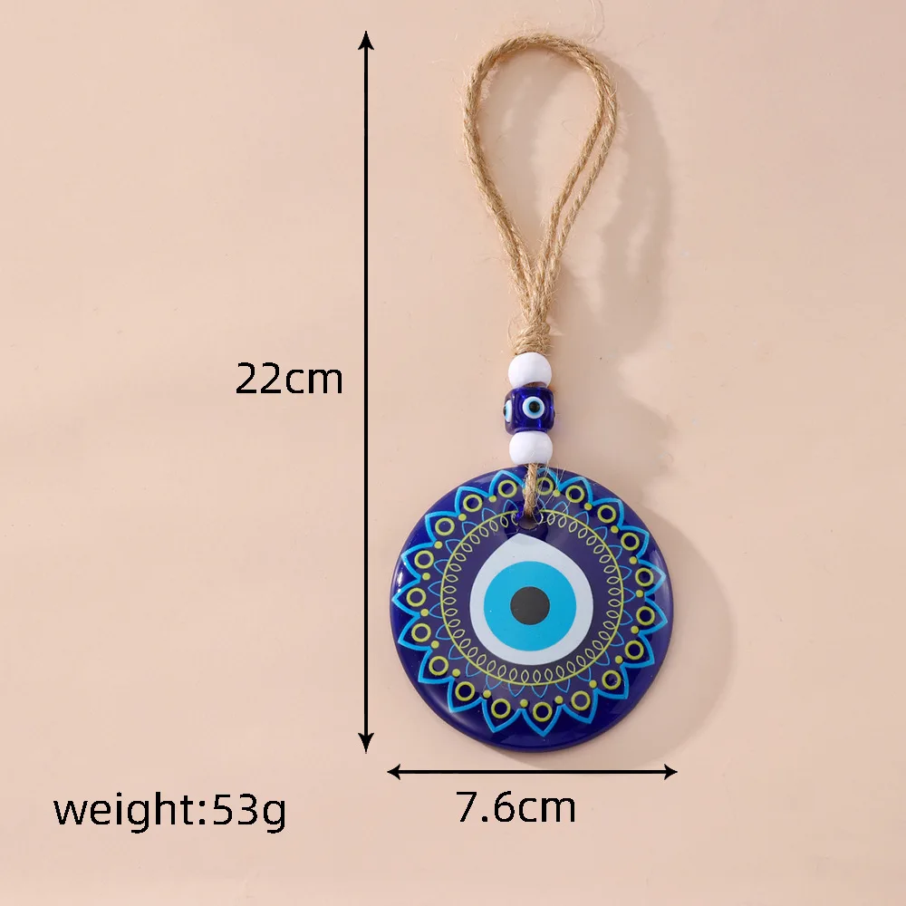 12pc Coloured Acrylic Tribal Totem Print Ethnic Blue Evil Eye Keyrings Charms Lucky Turkish Bag Pendant Keychains Jewelry