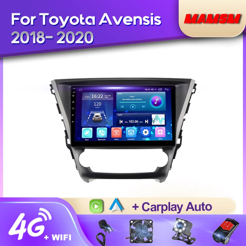 MAMSM Android 12 2K Car Radio For  Toyota Avensis 2018- 2020 Video Multimedia Bluetooth Player Navigation GPS 4G Carplay stereo