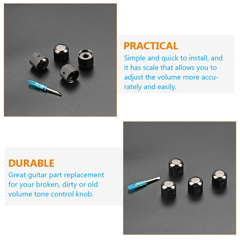 

Набор профессиональных металлических ручек-потенциометров для регулировки громкости и тембра гитары, легко устанавливаемые и съемные, для электрогитар, акустических и бас-гитар